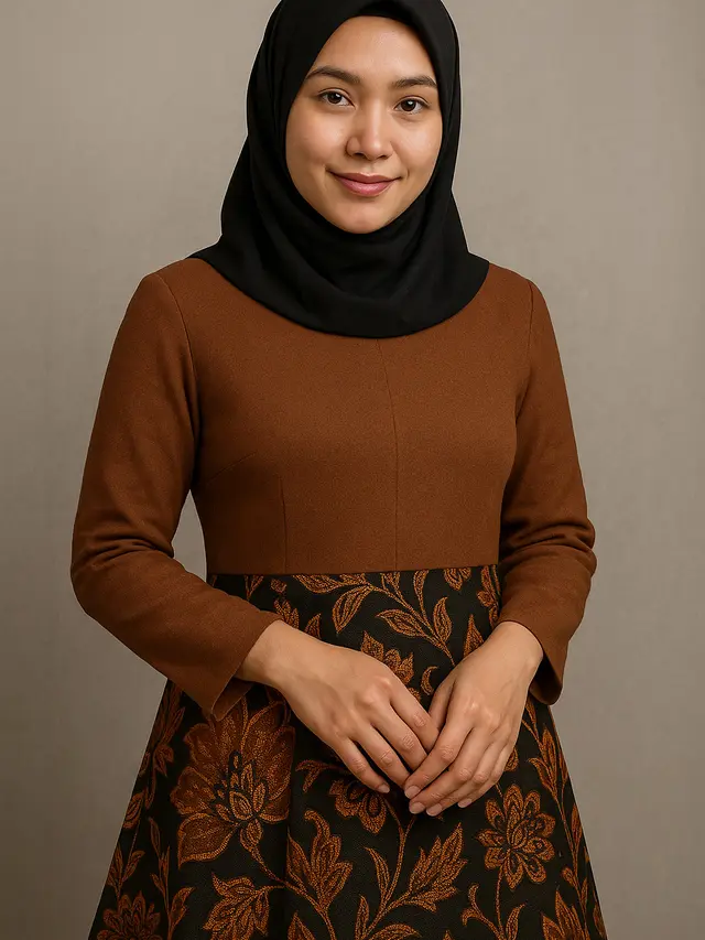 7 Model Dress Batik Lengan Panjang Kombinasi Polos, Tren Fashion Modern yang Memadukan Tradisi dan Gaya Kontemporer