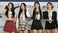 Girl grup K-pop, Aespa, menghadiri acara karpet merah Circle Chart Music Awards 2022 di KSPO Dome di Seoul pada tanggal 18 Februari 2023. (JUNG YEON-JE /AFP)