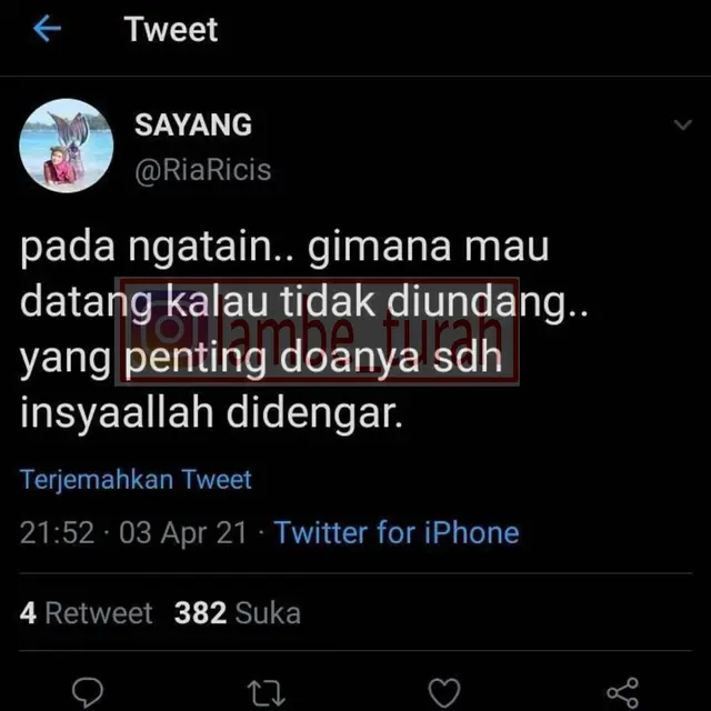 Pengakuan Ria Ricis tak diundang ke pernikahan Atta Halilintar dan Aurel Hermansyah (https://www.instagram.com/p/CNO0QZKnmO2/)