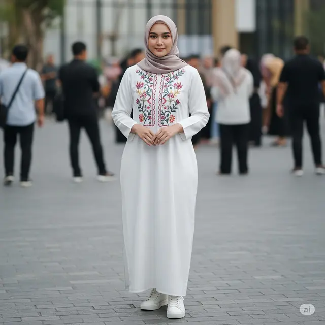 Model Baju Kondangan Gamis Elegan 2025. Foto: Gemini