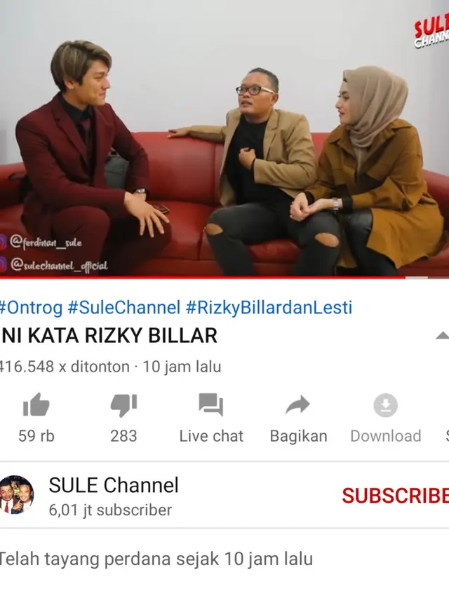 Unggahan Sule. (Foto: YouTube Sule)