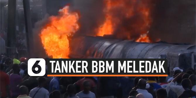 VIDEO: Detik-Detik Mobil Tanker Berisi 36 Ribu Liter BBM Terbakar
