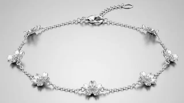 Gelang Rantai Emas Putih Motif Sakura