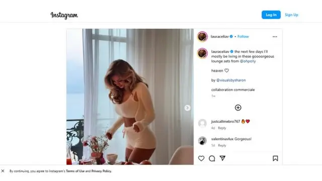 Screenshot Feed Instagram Selebgram Spek Bidadari Laura Celia Valk (instagram @lauraceliav).