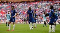 Ekspresi pemain Chelsea usai kalah melawan Manchester City dalam Community Shield di Wembley, London, Inggris, Minggu (5/8). Manchester City menang 2-0. (AP Photo/Tim Ireland)