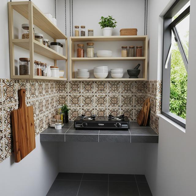 9 Model Dapur Rumah Kecil 1,5x1,5 Meter dengan Rak Sudut Gantung, Solusi Efisien