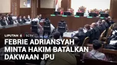 Mantan Jampidsus Febrie Adriansyah meminta Majelis Hakim membatalkan dakwaan Jaksa Penuntut Umum dalam perkara dugaan pemerasan dan pencucian uang. Dalam eksepsinya, Febrie menyangkal terlibat dalam dugaan pemerasan terhadap pengusaha Tan Kian.