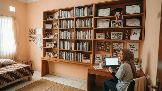 Rak Buku dengan Ruang Pajang untuk Kepribadian yang Senang Mengapresiasi Proses