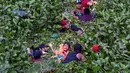 Para migran menyeberangi tepi Sungai Rio Grande menuju Amerika Serikat, seperti yang terlihat dari Matamoros, negara bagian Tamaulupas, Meksiko pada tanggal 9 Mei 2023. Peraturan di era pandemi yang melarang para migran untuk mengajukan suaka ke AS berakhir pada Kamis (9/5) malam. Kebijakan baru ini menimbulkan ketidakpastian bagi ribuan orang yang mencari perlindungan di Amerika. (ALFREDO ESTRELLA/AFP)