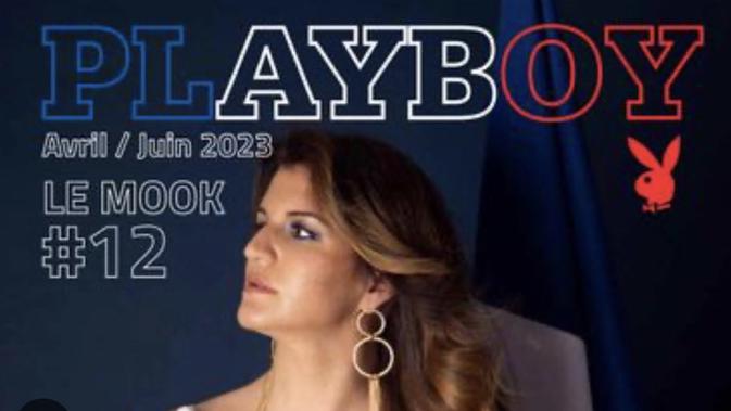 <p>Menteri Prancis Marlene Schiappa memicu kontroversi dengan tampil di sampul majalah Playboy. (dok. Twitter @jeannebarontv)</p>