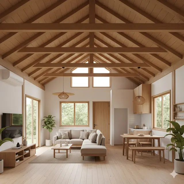 7 Model Rumah Kecil Tapi Luas dengan Atap Kayu Tinggi Bernuansa Alami, Tampilan Hangat dan Elegan