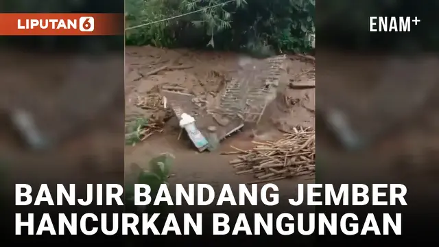 VIDEO: Banjir Bandang Jember Hancurkan Bangunan, Warga Panik