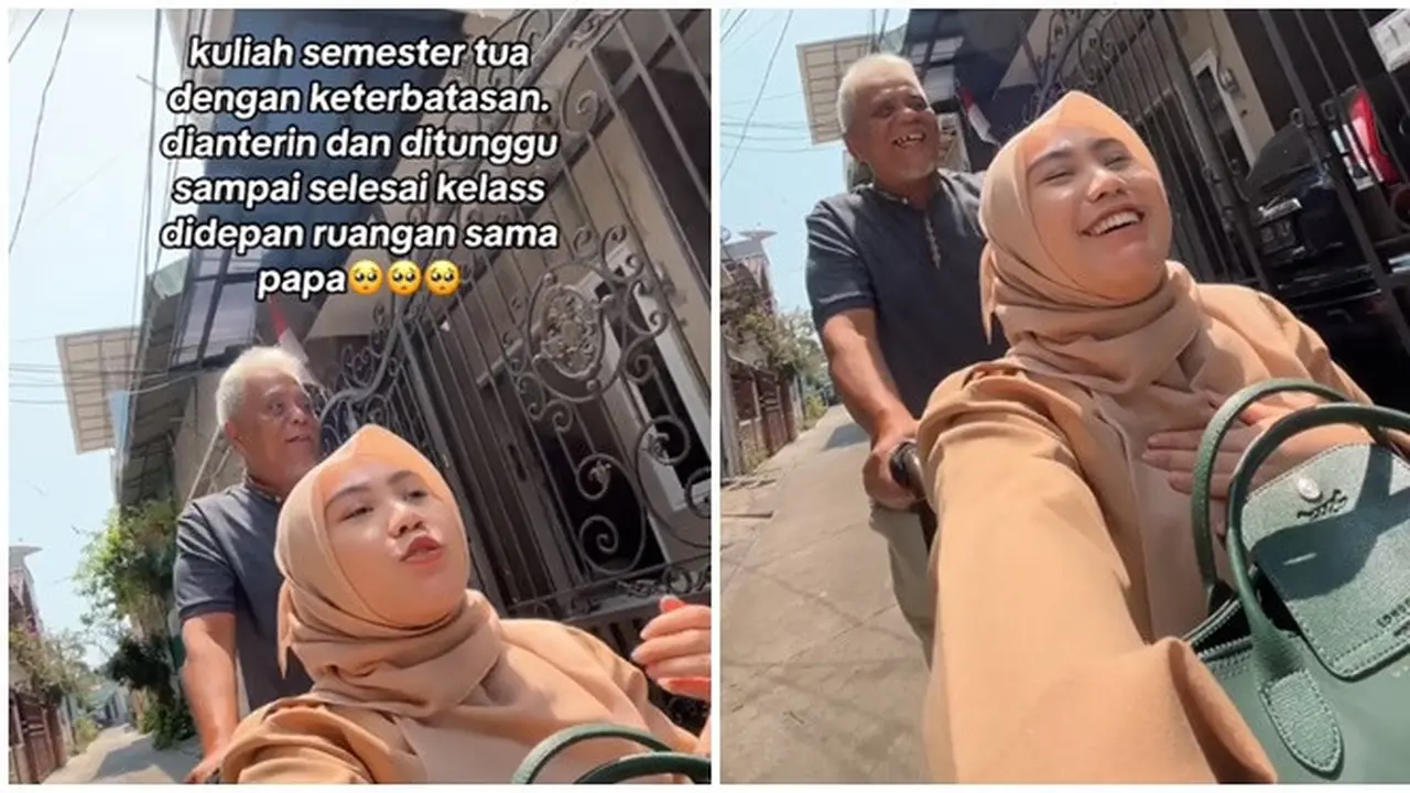 Momen Ayah Antarkan dan Dampingi Anaknya Kuliah Pakai Kursi Roda, Bikin Haru