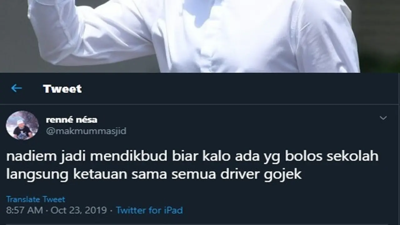 Masuk Kabinet, Ini 7 Cuitan ala Netizen Saat Nadiem Makarim Jadi Mendikbud