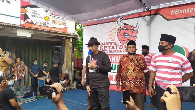 Calon wali dan wakil wali Kota Surabaya, Machfud Arifin dan Mujiaman siap menunggangi Banteng Ketaton alias simpatisan PDIP Surabaya