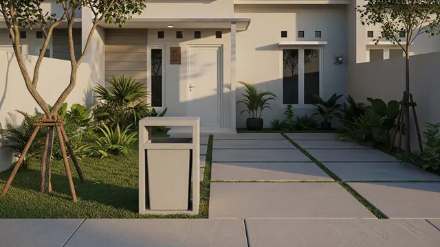 Desain Tempat Sampah Depan Rumah Minimalis Model Beton Ekspos