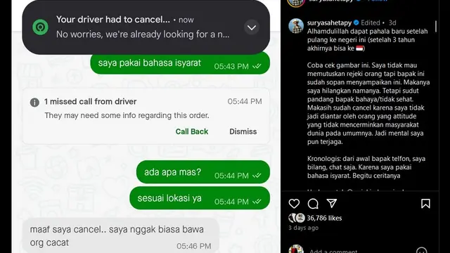 Surya Sahetapy Ditolak Driver Ojek Online Karen Tuli