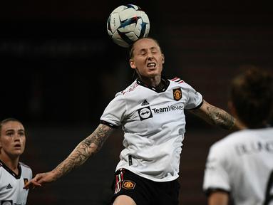 Tim sepak bola wanita Manchester United berhasil meraih tiket Final Women's French Cup 2022 usai menang tipis 0-1 melawan tim sepak bola wanita PSG yang berlangsung di Ernest Wallon stadium, Toulouse, Prancis (16/8/2022). (AFP/Valentine Chapuis)
