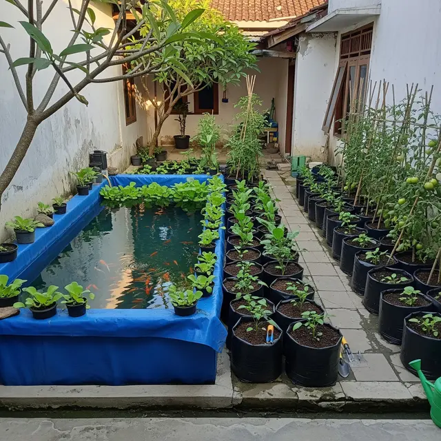 9 Ide Kolam Ikan dan Kebun Sayur dalam Satu Area Sempit