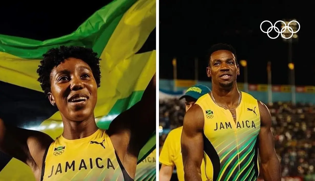 Timnas Jamaika bakal mengenakan athleisure rancangan Puma untuk Olimpiade 2024. Tampilan sporty seragam ini didominasi dengan warna kuning, hijau, dan hitam. [@olympics]