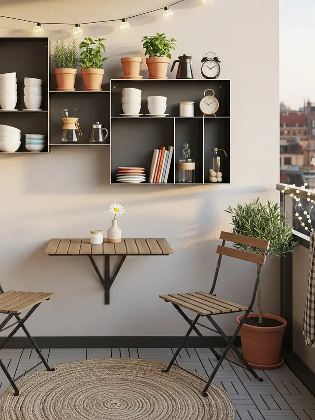 Desain Balkon Mini Ala Kafe Kecil (Image by Gemini AI)