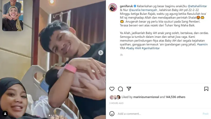 Aurel Hermansyah - Keluarga Atta Halilintar (Foto: Instagram/@genifaruk)