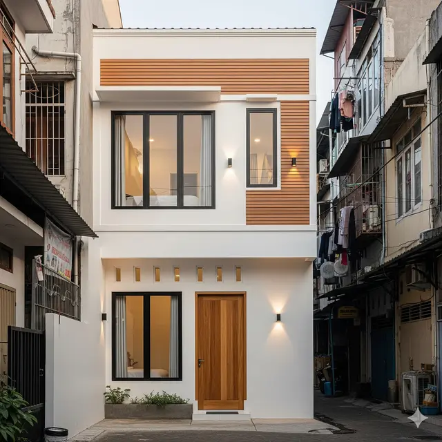 Inspirasi Rumah Estetik Sederhana 2 Lantai 5x8 di Gang