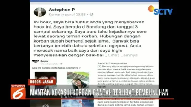 Polisi bantah telah tangkap pelaku penusukan siswa SMK di Bogor bernama Adriana Yubelia Noven.