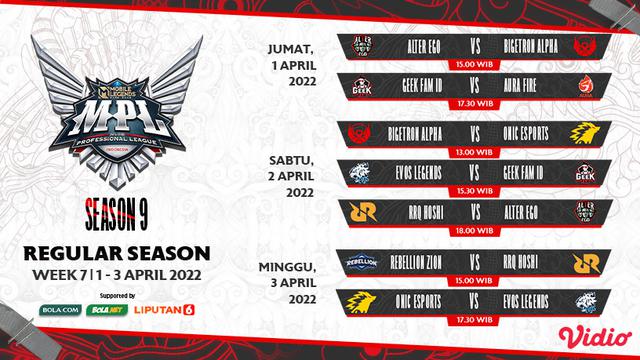 Jadwal dan Live Streaming MPL Indonesia Season 9 Pekan Ketujuh di Vidio