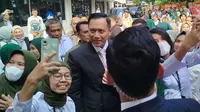 Menteri Koordinator Bidang Infrastruktur dan Pembangunan Wilayah, Agus Harimurti Yudhoyono (AHY) melakukan kunjungan kerja ke Kementerian Transmigrasi di Kalibata, Jakarta Selatan pada Selasa (22/10/2024). (Foto: Liputan6.com/Ady Nugrahadi).