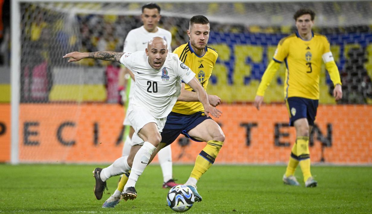 <p>Swedia menempati urutan ketiga Grup F, di bawah Austria dan Belgia dengan poin tiga. (AFP/Fredrik Sandberg)</p>
