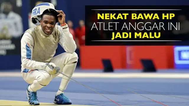 Video Enzo Lefort atlet anggar asal Prancis yang nekat bawa Handphone saat bertanding di Olimpiade Rio 2016, Rabu (10/8/2016).