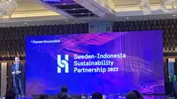Duta Besar Swedia untuk Indonesia Daniel Blockert dalam Sweden-Indonesia Sustainability Partnership (SISP) di Ayana Midplaza, Jakarta pada Jumat (8/12/2023). (Tasha/Liputan6.com)