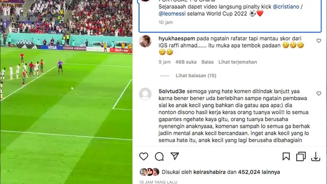 Raffi Ahmad Girang Dapat Momen Cristiano Ronaldo dan Lionel Messi Cetak Gol Lewat Tendangan Penalti di Piala Dunia 2022