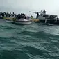 Banana Boat Diamankan Polair Polres Pandeglang Di Pantai Carita. (Minggu, 16/05/2021). (Potongan Layar Video).
