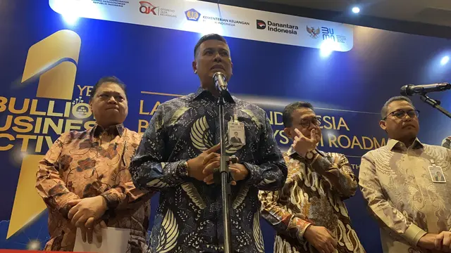 Direktur Utama BSI Anggoto Eko Cahyo  dalam One Year Bullion Bussiness Activity, Jumat (6/3/2026). (Liputan6.com/Christian)