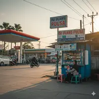 Ilustrasi Usaha Pulsa di Dekat SPBU (Photo by Gemini AI)