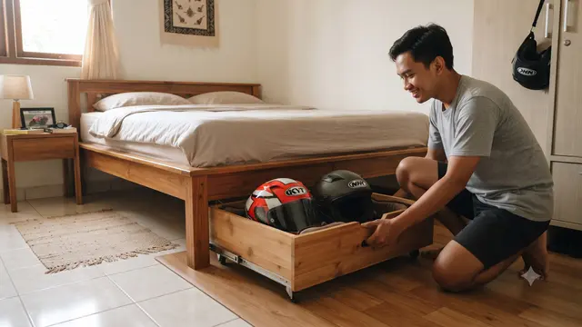 Tempat Menyimpan Helm di Rumah