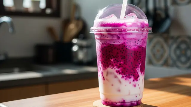 Buah Naga Kocok dengan Susu dan Yakult