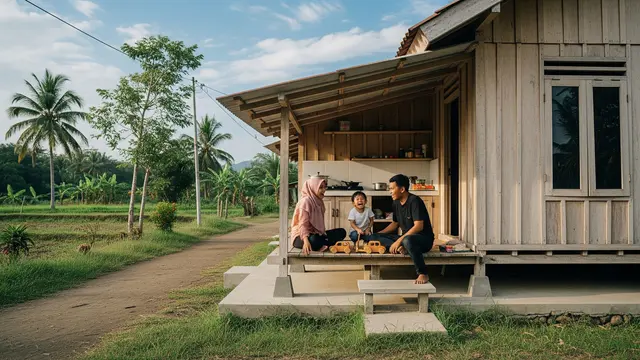 Rumah Kampung dengan Teras Dekat Dapur