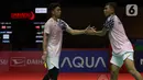 Fajar Alfian/Muhammad Rian Ardianto berhasil merebut satu tiket semifinal ganda putra Daihatsu Indonesia Masters 2025. Fajri tampil perkasa di laga perempat final dengan menghajar wakil China, Xie Hao Nan/ Zeng Wei Han. (Liputan6.com/Helmi Fithriansyah)