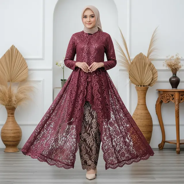 9 Model Gamis Brokat Cantik, Tampil Anggun dan Modern di Setiap Acara