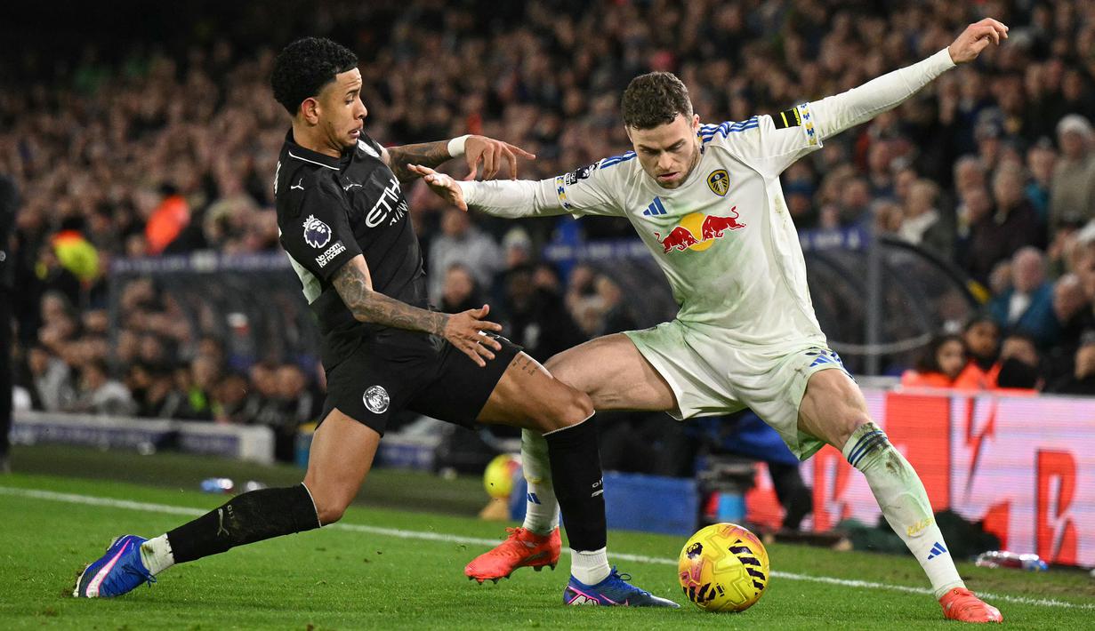 Seperti diketahui, laga yang berlangsung di Elland Road tersebut berlangsung pada sore hari. Pihak Leeds juga dikabarkan mengakomodasi permintaan dari Manchester City akibat jadwal kick off yang tidak bisa berubah. (AFP/Oli Scarff)