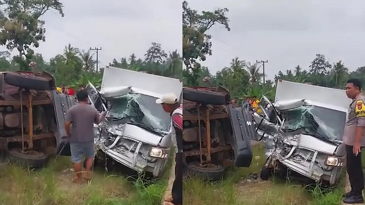 Tangkapan layar rekaman video amatir warga saat evakuasi sopir mobil MBG yang terjepit usai terlibat kecelakaan dengan mobil truk muatan batu. (Istimewa)