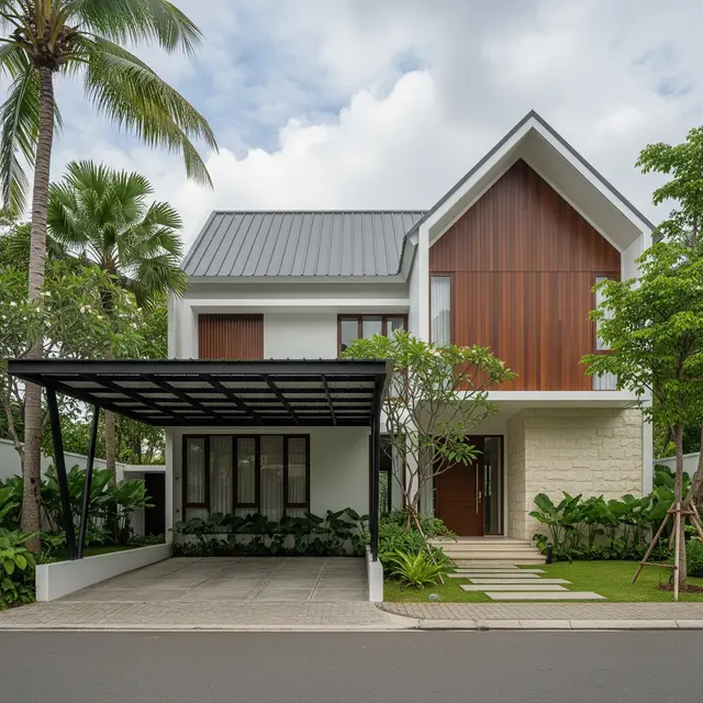 9 Model Rumah Atap Pelana Minimalis dengan Carport Baja Ringan, Makin Diminati