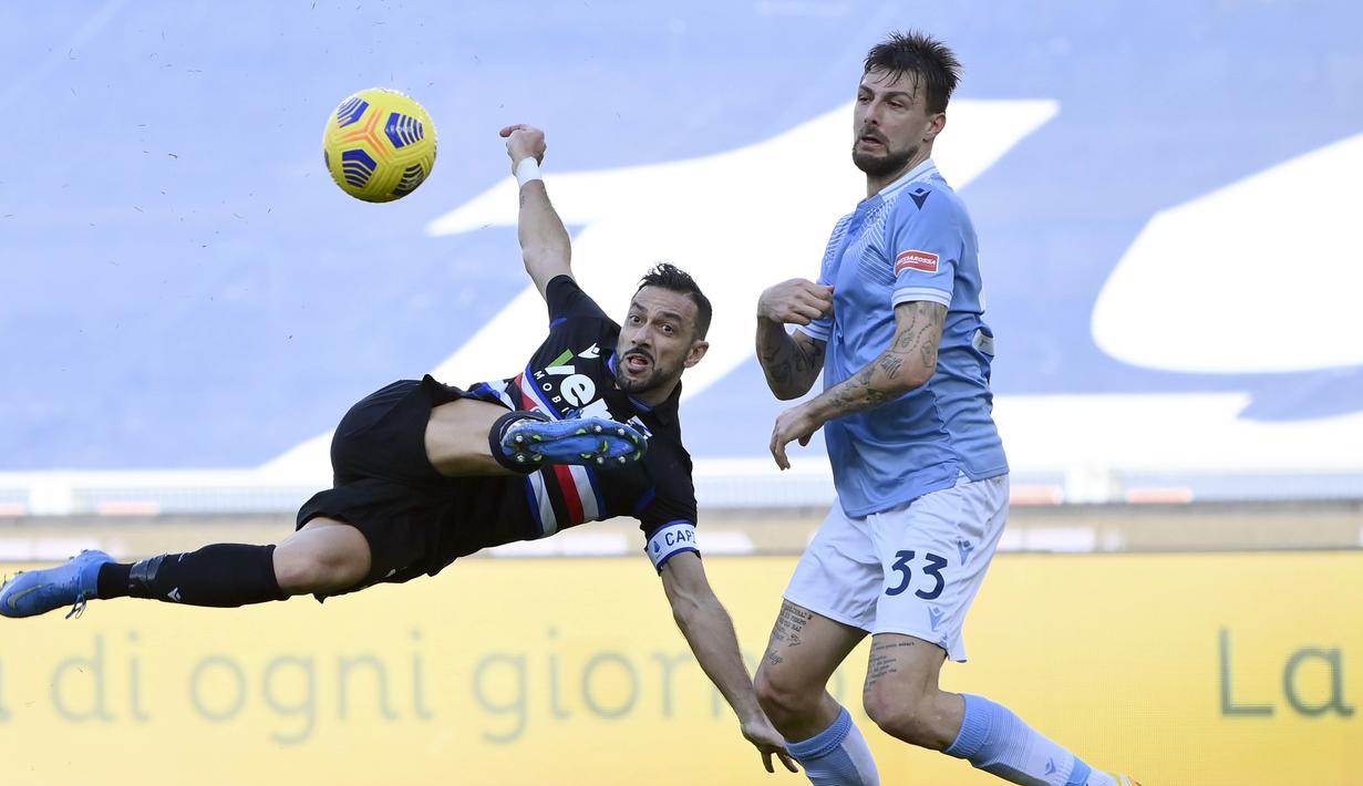 Bukan tanpa perlawanan, Sampdoria juga mencatatkan 10 tembakan tapi tidak ada yang mengarah ke gawang. (Foto: AP/LaPresse/Alfredo Falcone)