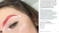 Beragam hal mampu menginspirasi gaya makeup yang unik. Tak ketinggalan topi Santa Clause di momen perayan Natal yang satu ini. (Foto: Instagram @hannahdoesmakeupp)