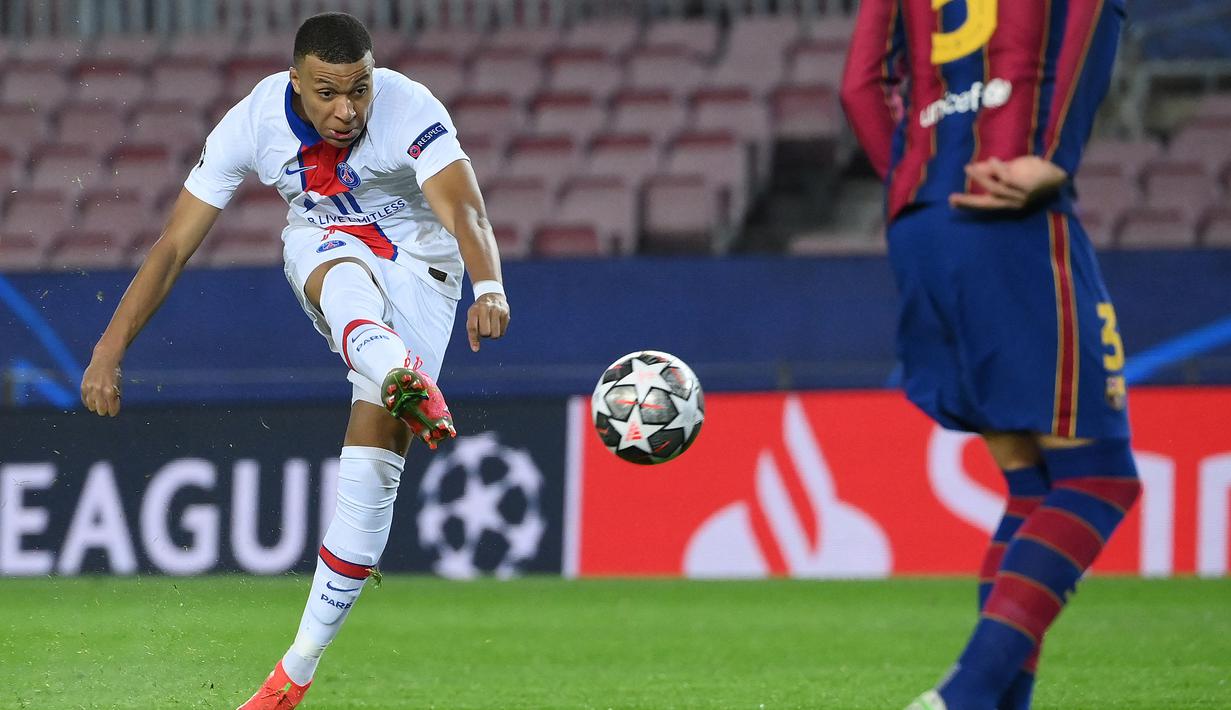 Dikenal kecepatan langkahnya yang khas dan penyelesaian yang menakjubkan, Mbappe itu membenamkan Barcelona dengan hattrick yang menakjubkan di Camp Nou. (Foto: AFP/LLuis Gene)