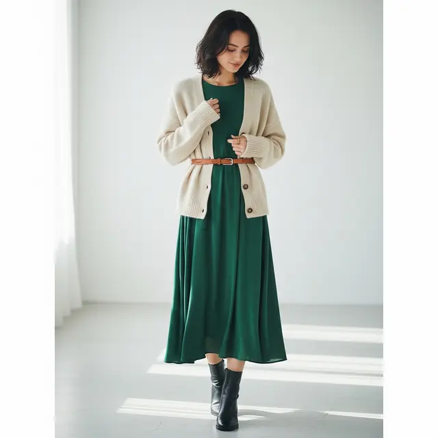8 Cara Tampil Modis Memadukan Cardigan dan Dress