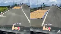 Jemur Gabah di Jalan Flyover, Aksi Petani Ini Viral dan Tuai Banyak Sorotan